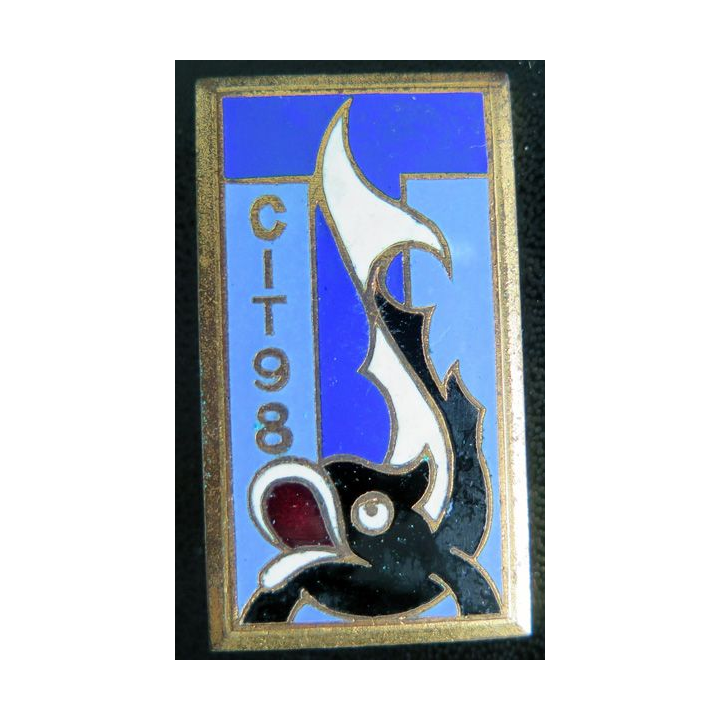 98° CIT : insigne métallique du 98° centre d'instruction des transmissions de fabrication Drago G. 1281 en émail