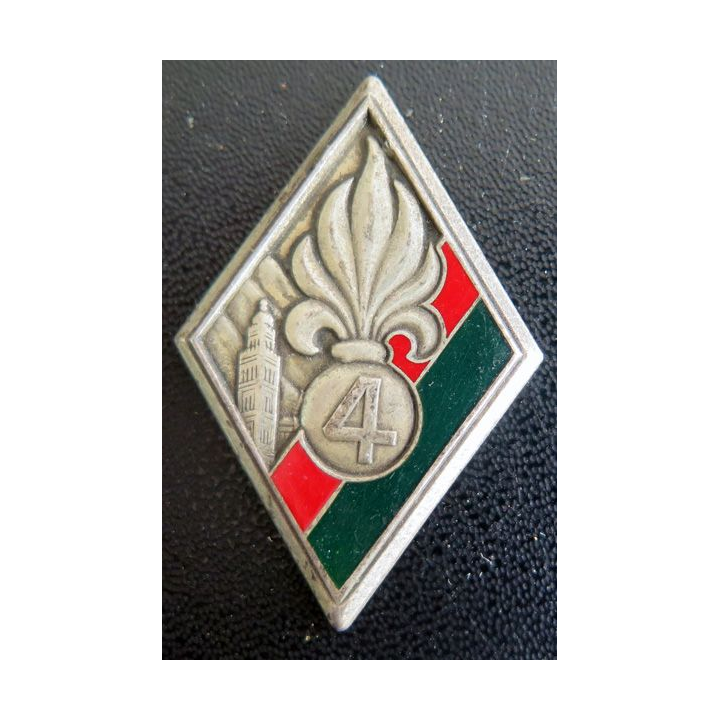 4° RE : insigne métallique du 4° régiment étranger fabrication Drago Paris G. 2816