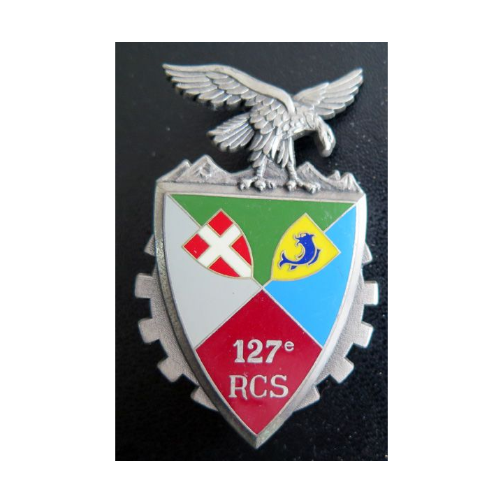 127° RCS : Insigne métallique du 127° régiment de commandement et de soutien de fabrication Delsart Sens G. 2815