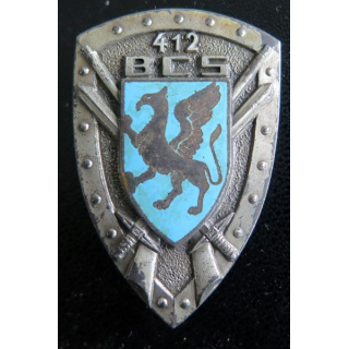 412° BCS : Insigne métallique du 412° bataillon de commandement et des services de fabrication A.B Paris G. 2347