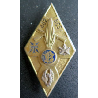 402° BCS : Insigne métallique du 402° bataillon de commandement et des services de fabrication Drago Paris G. 2310 en émail