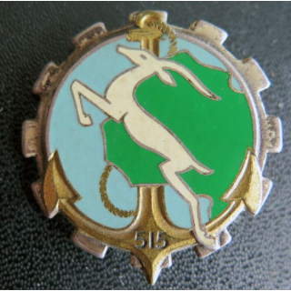 515° RT : insigne métallique du 515° régiment du train de fabrication Drago Paris en émail dos guilloché à épingle