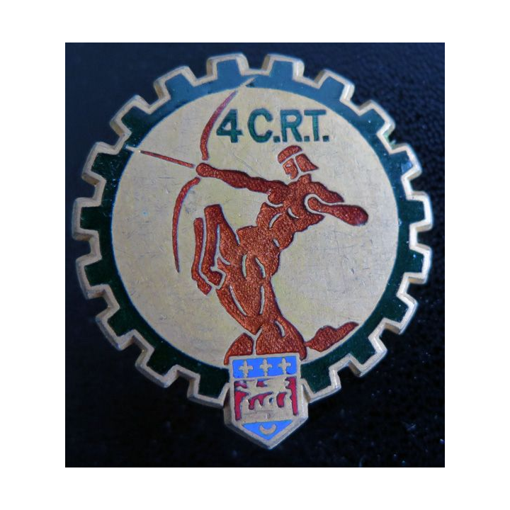 4° CRT : Insigne métallique de la 4° compagnie régionale du train de fabrication Drago Paris H. 664 en émail