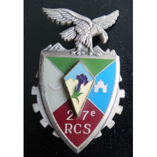 27° RCS : Insigne métallique du 27° régiment de commandement et de soutien de fabrication Delsart G. 2611