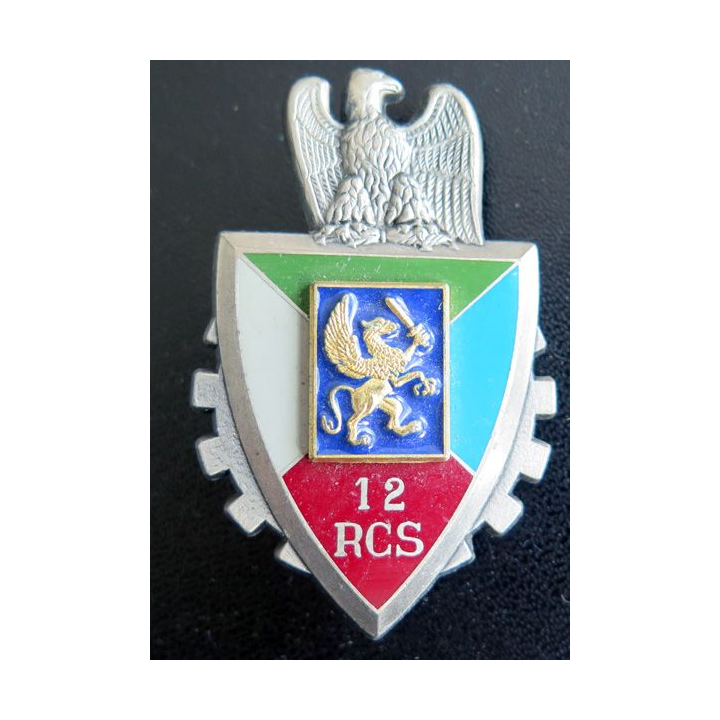 12° RCS : Insigne métallique du 12° régiment de commandement et de soutien de fabrication Delsart Sens G. 3314