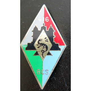 416° BCS : Insigne métallique du 416° Bataillon de Commandement et Services de fabrication Drago Paris G. 2444 dos lisse