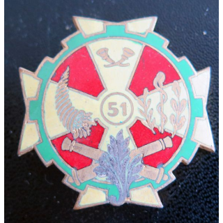 51° BS : Insigne métallique du 51° bataillon des services fabrication Drago Paris G. 1777 en émail