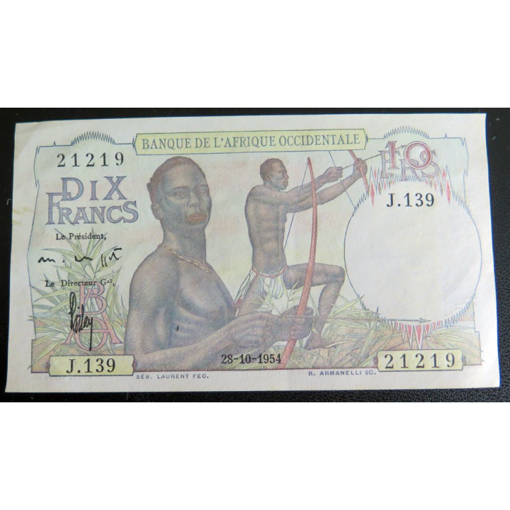AFRIQUE OCCIDENTALE : Billet de banque de 10 Francs n° 21219