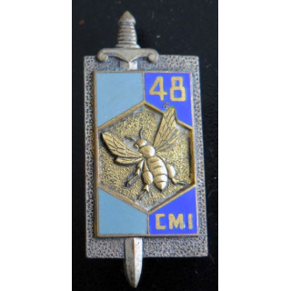 48° CMI : insigne métallique de la 48° compagnie mixte de l'intendance de fabrication Drago G. 1381 en émail argenté