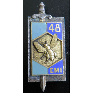 48° CMI : insigne métallique de la 48° compagnie mixte de l'intendance de fabrication Drago G. 1381 en émail argenté