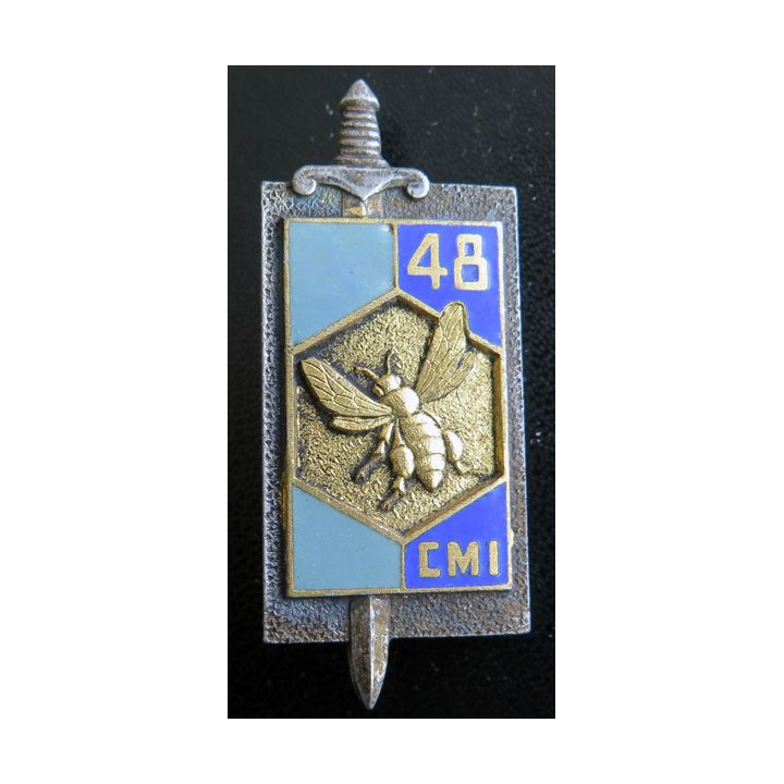 48° CMI : insigne métallique de la 48° compagnie mixte de l'intendance de fabrication Drago G. 1381 en émail argenté
