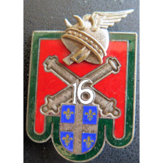 16° RA : 16° régiment d'artillerie de fabrication Drago Paris H. 622 en émail