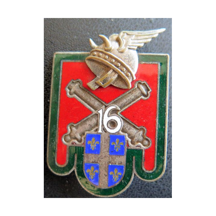 16° RA : 16° régiment d'artillerie de fabrication Drago Paris H. 622 en émail