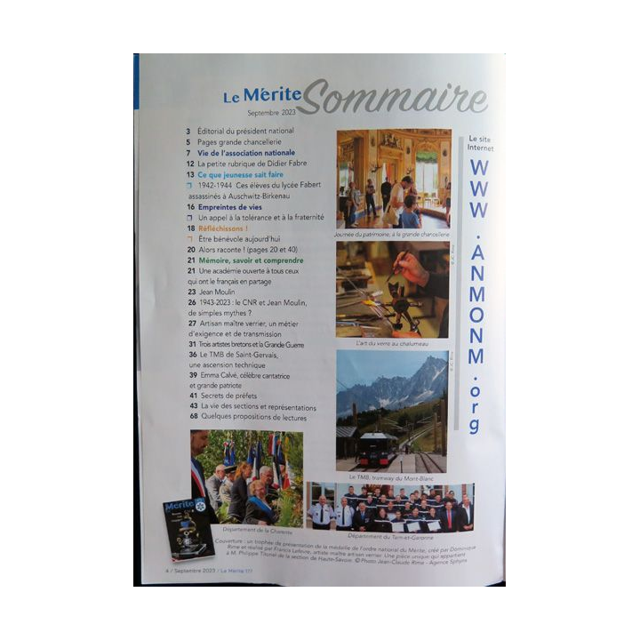 LE MERITE n° 177 septembre 2023 1963 - 2023 Recevoir c'est s'engager