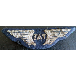 AIR : Insigne tissu de casquette de pilote TAT Touraine Air Transport en cannetille sur crochets