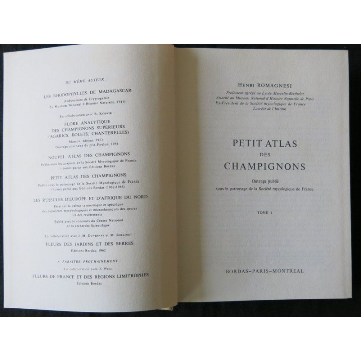 Petit atlas des champignons Tome 1 de H. Roumagnesi aux Editions Bordas