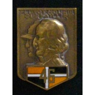 46° RI : 46° RÉGIMENT D'INFANTERIE (DRAGO) ÉMAIL QUARTIERS ORANGES