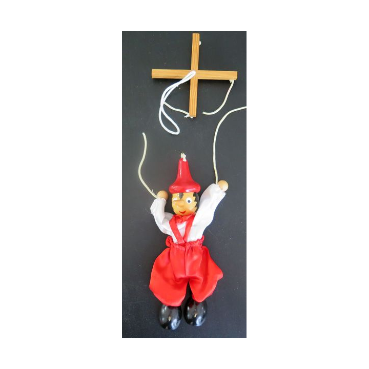Marionnette de Pinocchio 22 cm de haut en bois et tissu