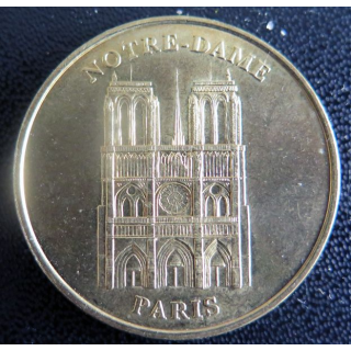 Médaille souvenir en métal doré de Notre Dame Paris diamètre 3,4 cm
