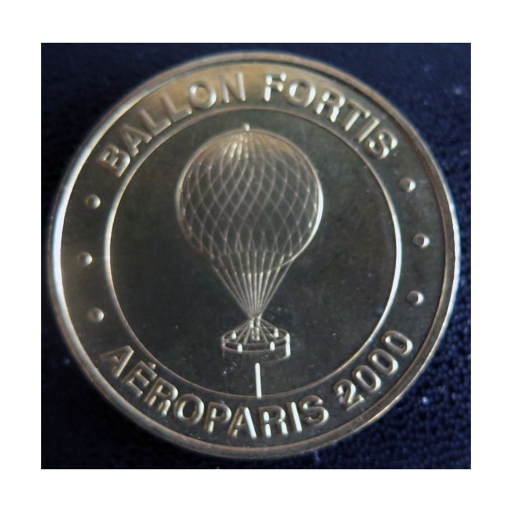 Médaille souvenir en métal doré du Ballon Fortis AéroParis 2000 diamètre 3,4 cm