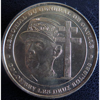 Médaille souvenir en métal doré du Mémorial du Général de Gaulle  diamètre 3,4 cm