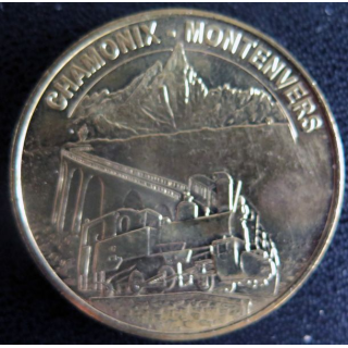 Médaille souvenir en métal doré de Chamonix Montenvers diamètre 3,4 cm