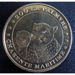 Médaille souvenir en métal doré du Zoo la Palmyre Charente Maritime diamètre 3,4 cm
