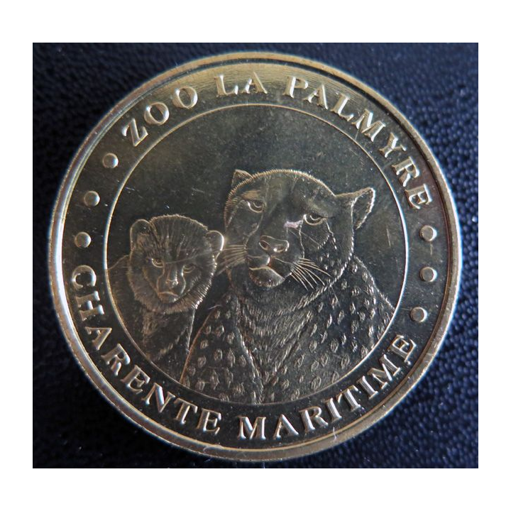 Médaille souvenir en métal doré du Zoo la Palmyre Charente Maritime diamètre 3,4 cm