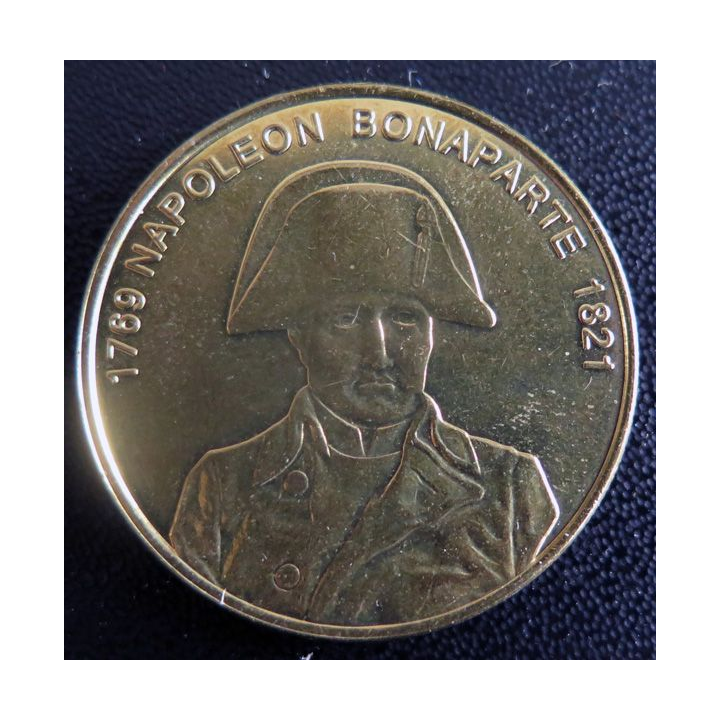 Médaille souvenir en métal doré de Napoléon Bonaparte 1769 1821 diamètre 3,4 cm