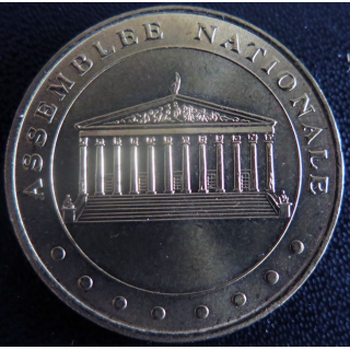 Médaille souvenir en métal doré de l'Assemblée Nationale diamètre 3,4 cm