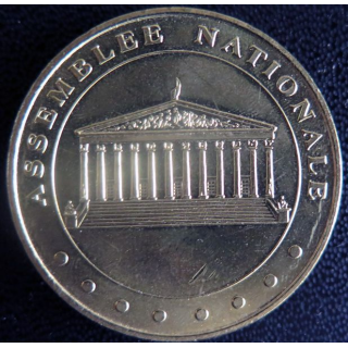 Médaille souvenir en métal doré de l'Assemblée Nationale diamètre 3,4 cm