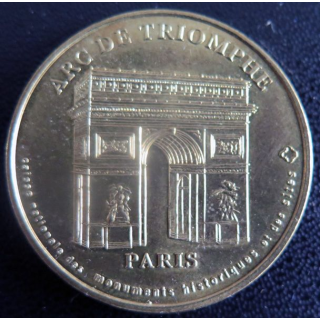 Médaille souvenir en métal doré de l'Arc de Triomphe Paris diamètre 3,4 cm