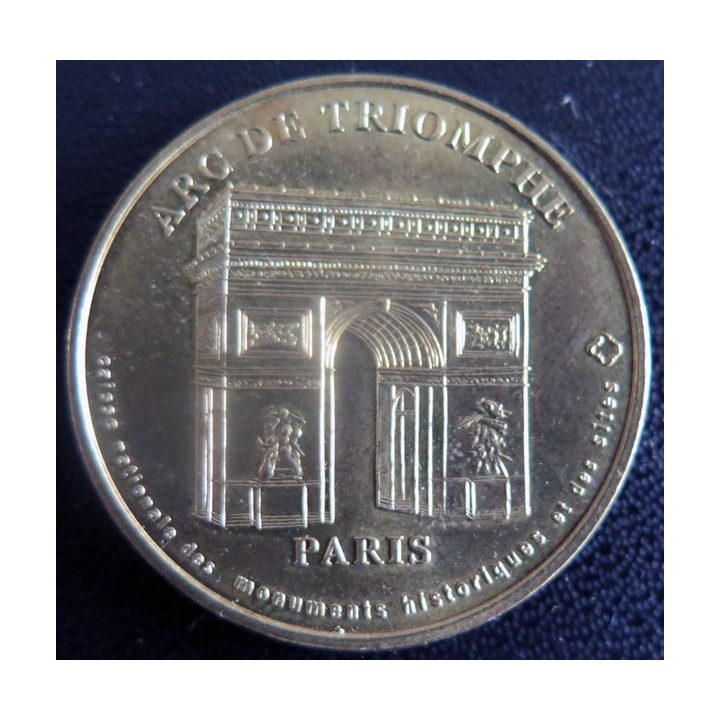 Médaille souvenir en métal doré de l'Arc de Triomphe Paris diamètre 3,4 cm