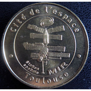 Médaille souvenir en métal doré de la Cité de l'Espace Toulouse diamètre 3,4 cm