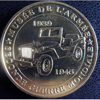 Médaille souvenir en métal doré du Musée de l'ArméeSeconde Guerre Mondiale diamètre 3,4 cm