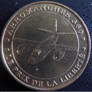 Médaille souvenir en métal doré de Arromanches 360 diamètre 3,4 cm