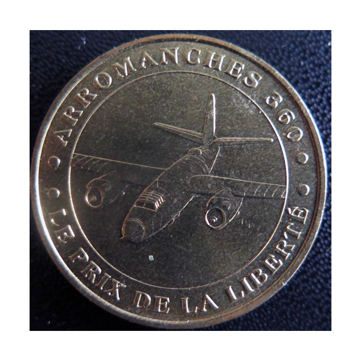 Médaille souvenir en métal doré de Arromanches 360 diamètre 3,4 cm