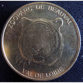Médaille souvenir en métal doré du Zoo Parc de Beauval Val de Loire diamètre 3,4 cm