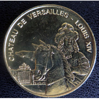 Médaille souvenir en métal doré du Château de Versailles Louis XIV diamètre 3,4 cm