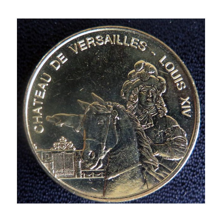 Médaille souvenir en métal doré du Château de Versailles Louis XIV diamètre 3,4 cm