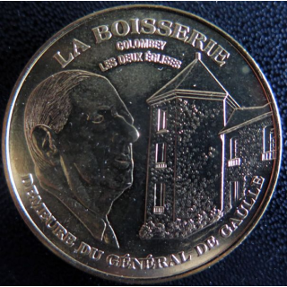 Médaille souvenir en métal doré de la Boiserie Colombey les Deux Eglises diamètre 3,4 cm
