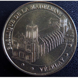 Médaille souvenir en métal doré de la Basilique de la Madeleine Vezelay diamètre 3,4 cm