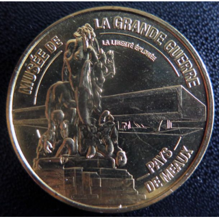 Médaille souvenir en métal doré du Musée de la Grande Guerre Meaux diamètre 3,4 cm