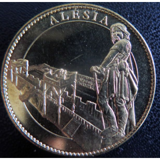 Médaille souvenir en métal doré de Alesia diamètre 3,4 cm