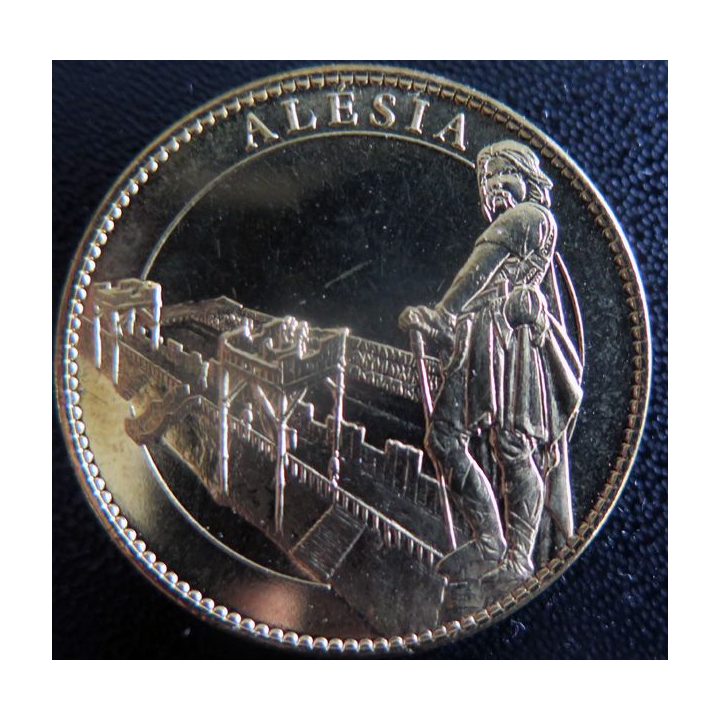 Médaille souvenir en métal doré de Alesia diamètre 3,4 cm