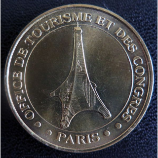 Médaille souvenir en métal doré de l'Office du Tourisme et des Congrès Paris diamètre 3,4 cm