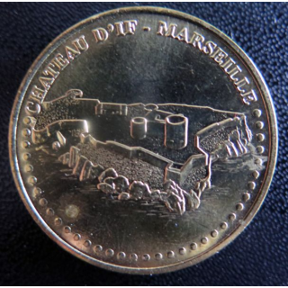 Médaille souvenir en métal doré du Château d'If Marseille diamètre 3,4 cm