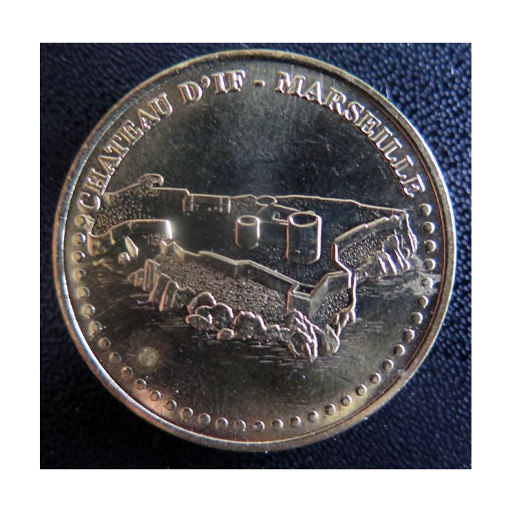 Médaille souvenir en métal doré du Château d'If Marseille diamètre 3,4 cm