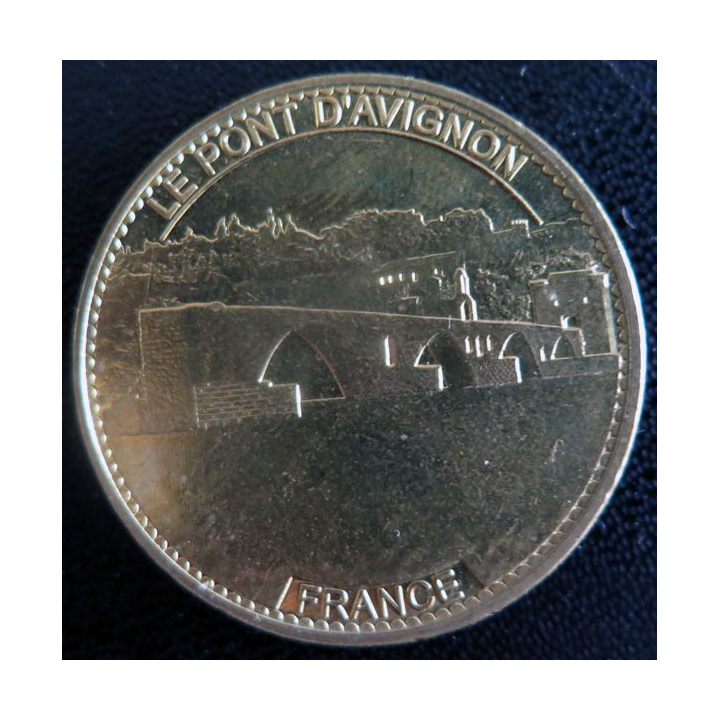 Médaille souvenir en métal doré du Pont d'Avignon diamètre 3,4 cm