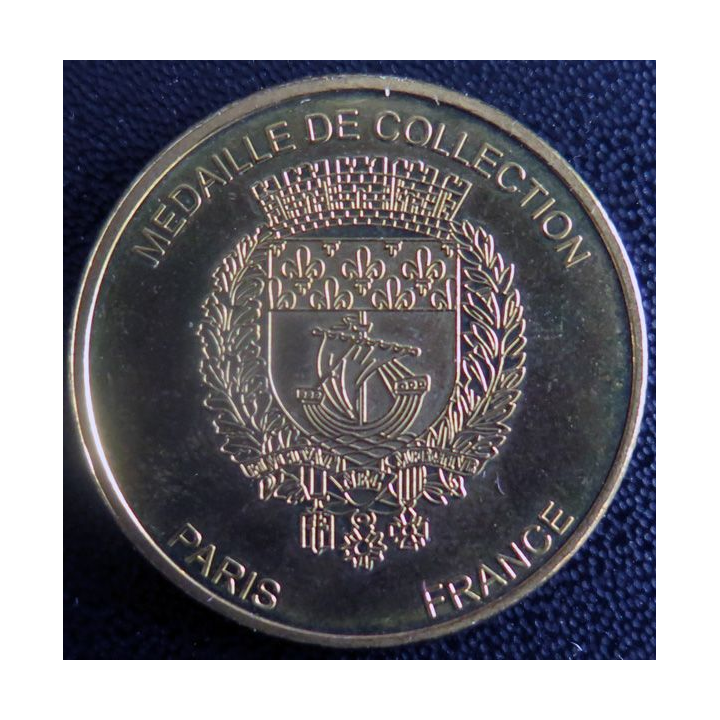 Médaille souvenir en métal doré de Paris diamètre 3 cm